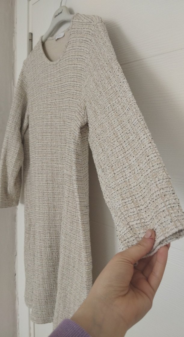 Bej Triko Midi Kadın Elbise - Görsel 3