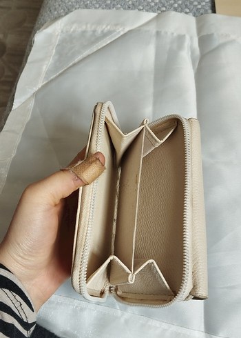 Bej Deri Kadın Clutch Cüzdan - Görsel 3