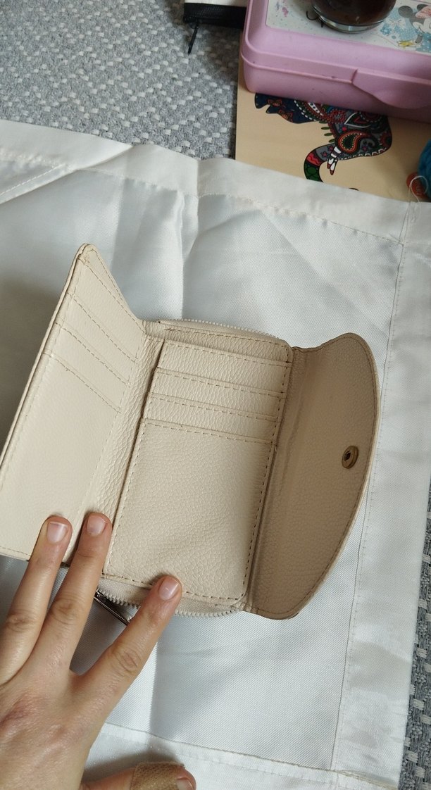 Bej Deri Kadın Clutch Cüzdan - Görsel 4