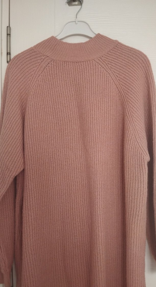 Uzun Bej Boğazlı Triko Kadın Kazak - Görsel 2