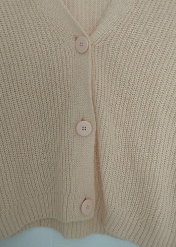 Bej Düğmeli Kadın Midi Hırka - Görsel 4