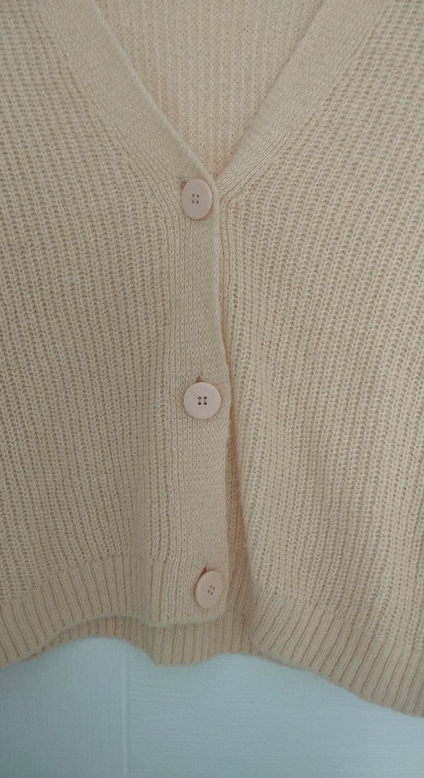 Bej Düğmeli Kadın Midi Hırka - Görsel 4