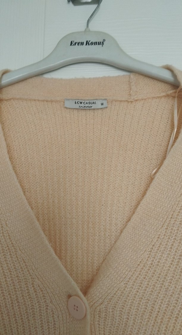 Bej Düğmeli Kadın Midi Hırka - Görsel 2