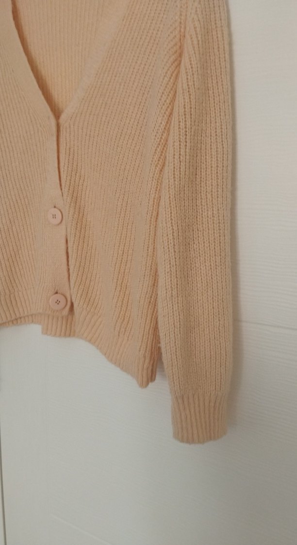 Bej Düğmeli Kadın Midi Hırka - Görsel 3