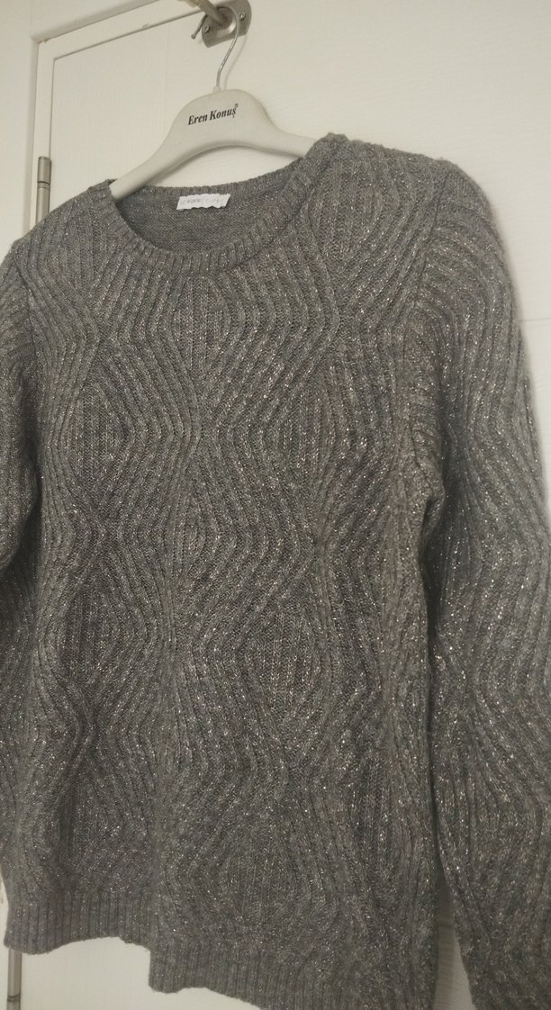 Gri Örgü Kadın Kazak - Görsel 2