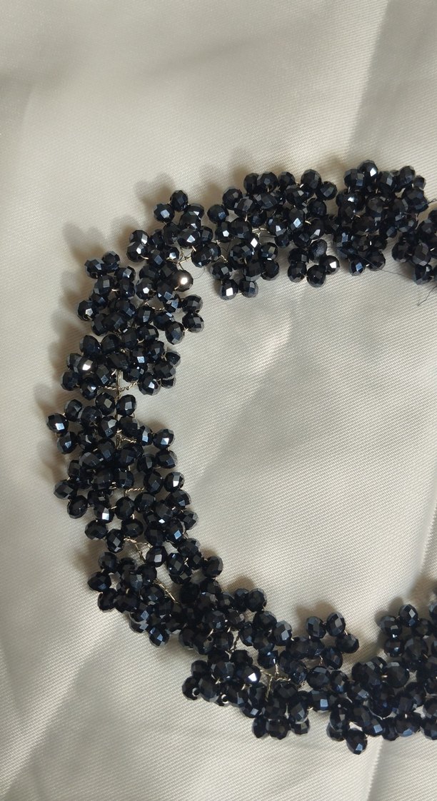 Siyah Boncuklu Gotik Saç Aksesuarı - Görsel 2