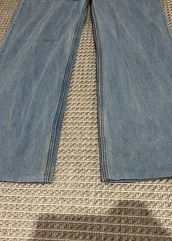 Gri Mavi Bol Kesim Midi Kot Pantolon - Görsel 2