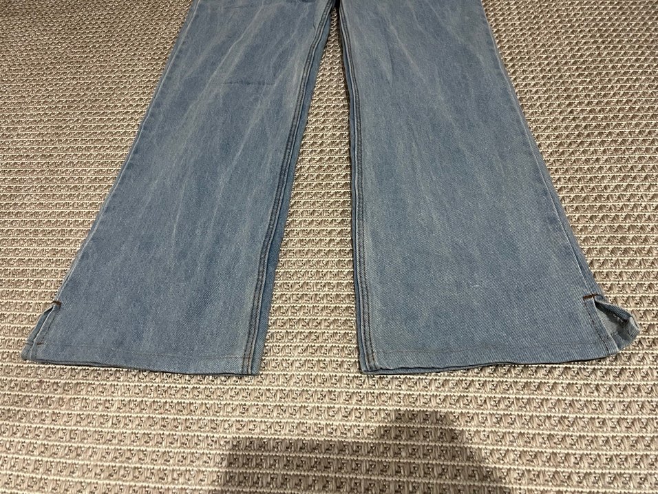 Gri Mavi Bol Kesim Midi Kot Pantolon - Görsel 2