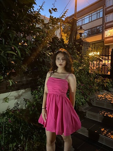Diğer pembe mini elbise