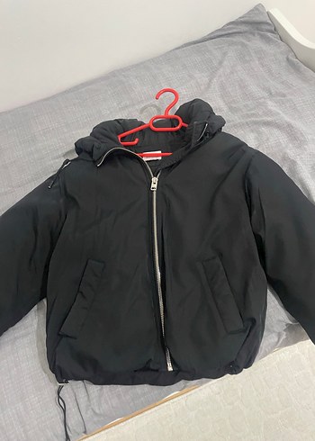 Siyah Kadın Midi Kışlık Fermuarlı Mont - Görsel 2