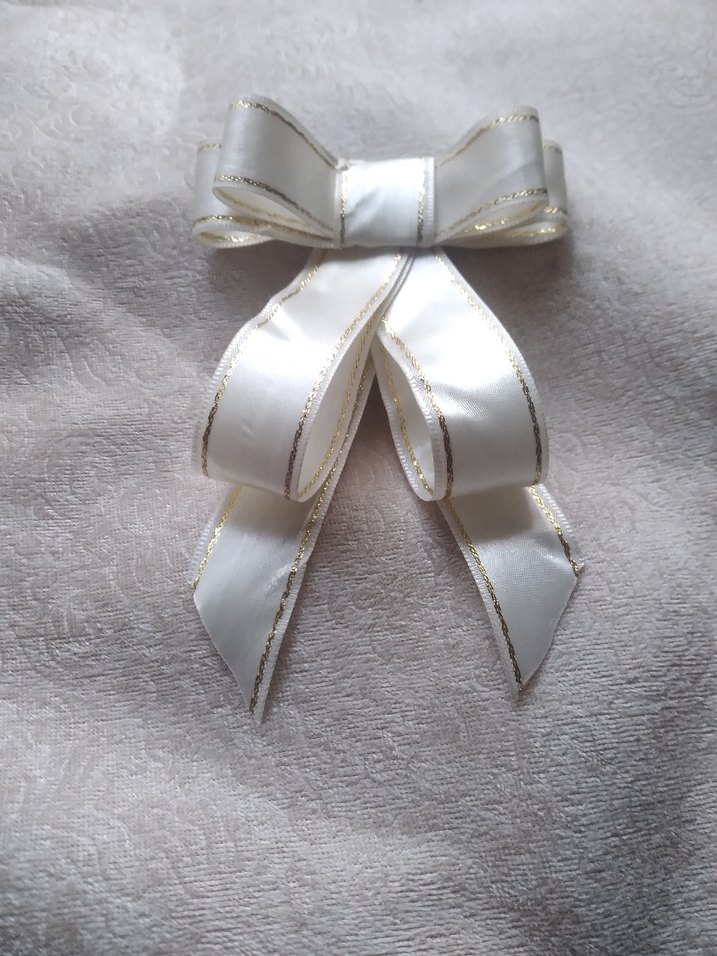 Krem Saten Kurdele Saç Aksesuarı - Görsel 3