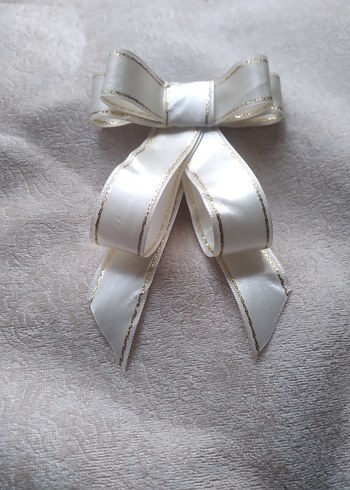 Krem Parlak Kurdeleli Saç Aksesuarı - Görsel 2