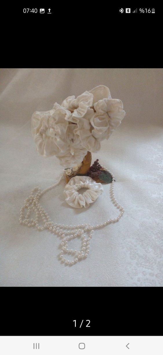 8 TL. Beyaz KADİFE Saç Tokası - Görsel 2