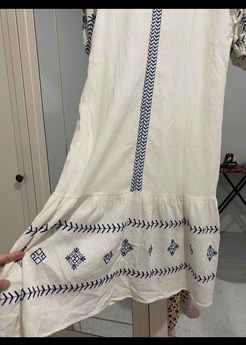 Nakışlı Püsküllü Bohem Uzun Elbise - Görsel 2