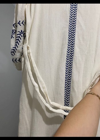 Nakışlı Püsküllü Bohem Uzun Elbise - Görsel 3