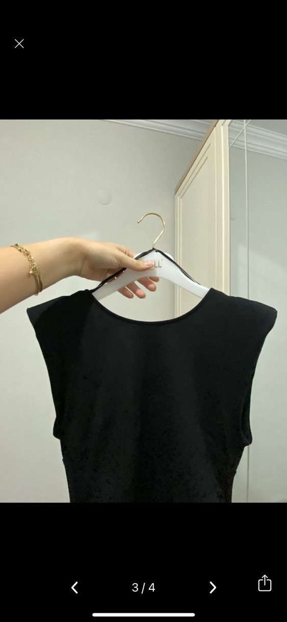 Siyah Drapeli Uzun Kolsuz Elbise - Görsel 3