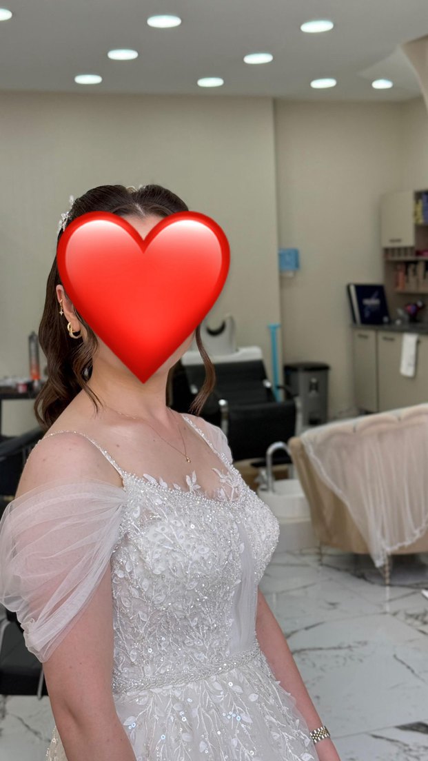 Straplez Midi Beyaz Gelinlik - Görsel 3