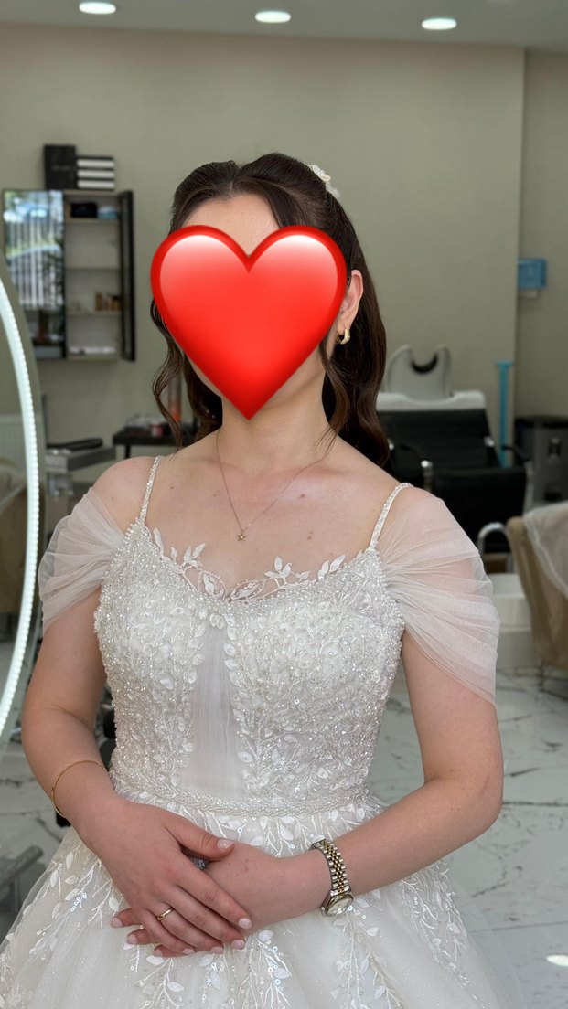 Straplez Midi Beyaz Gelinlik - Görsel 4