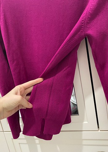 Mor Kadın Boğazlı İnce Triko Kazak - Görsel 2