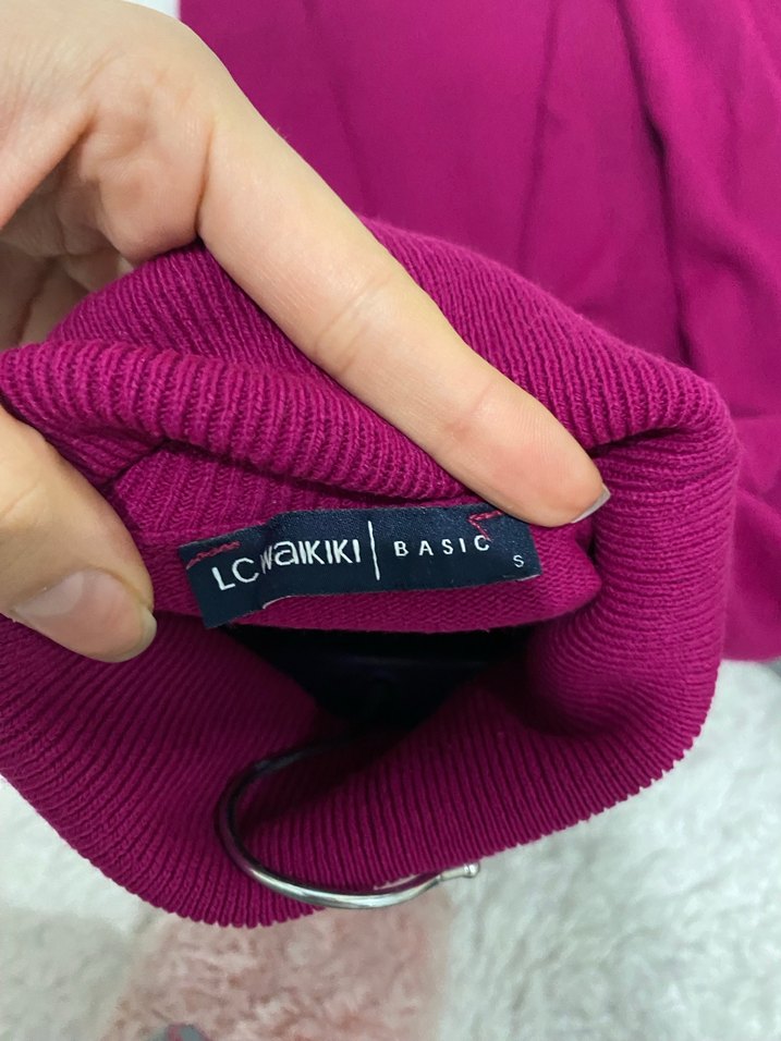 Mor Kadın Boğazlı İnce Triko Kazak - Görsel 3