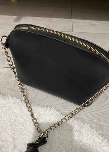 Zincir Detaylı Siyah Deri Kadın Çanta - Görsel 2