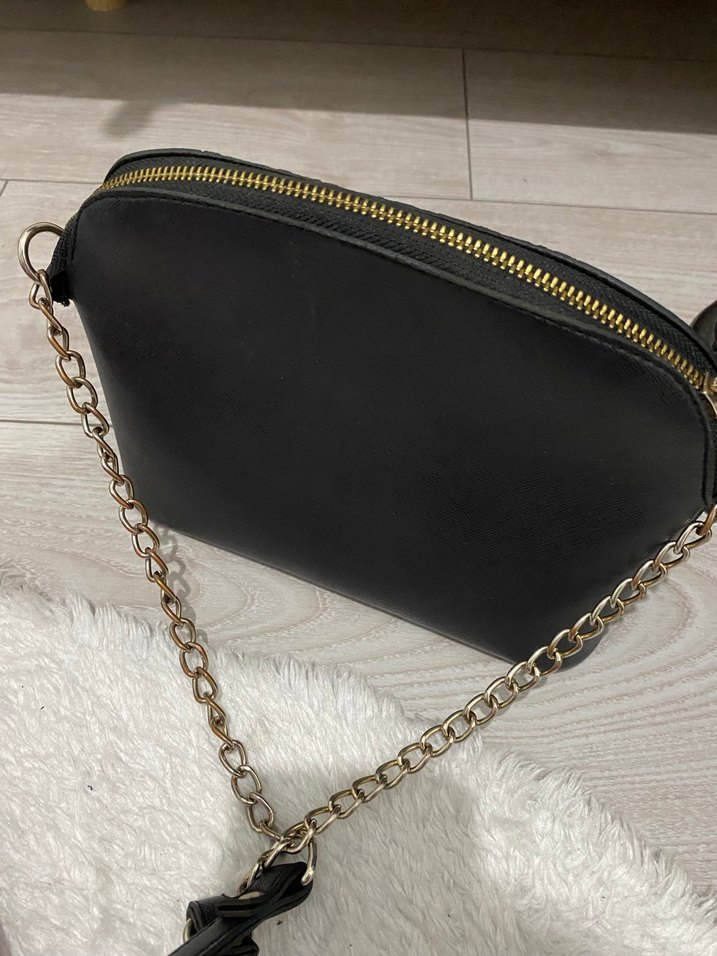 Zincir Detaylı Siyah Deri Kadın Çanta - Görsel 2