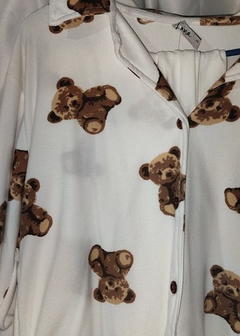 Beyaz Ayıcık Desenli  Pijama Takımı - Görsel 2