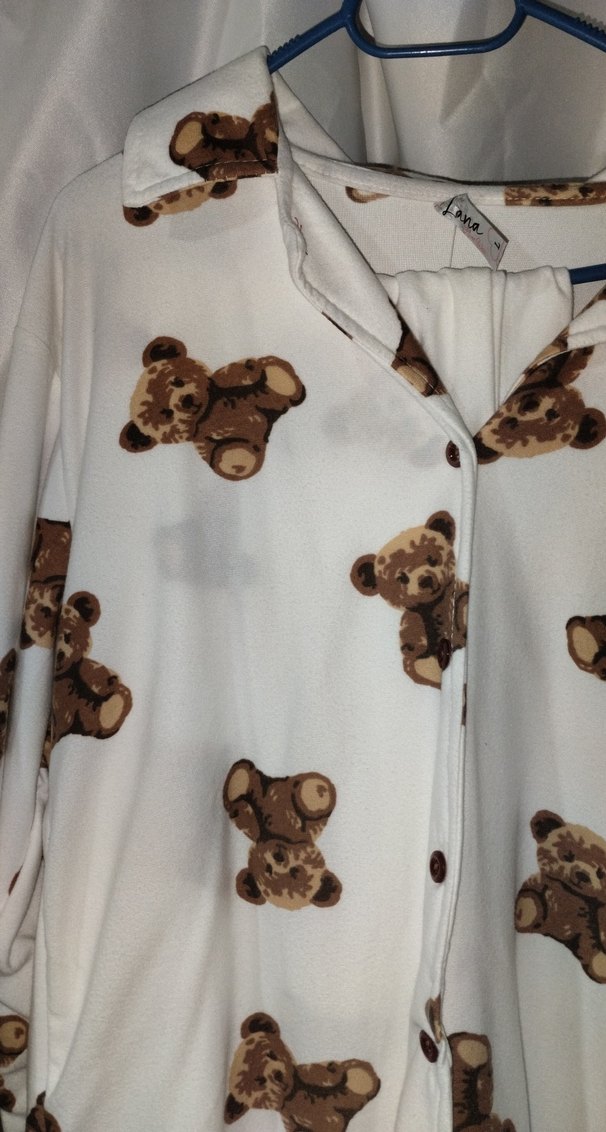 Beyaz Ayıcık Desenli  Pijama Takımı - Görsel 2