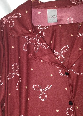 Bordo Uzun Kollu Kadın Pijama Takımı - Görsel 2