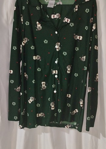 Yeşil Uzun Kollu Midi Kadın Pijama Takımı - Görsel 2