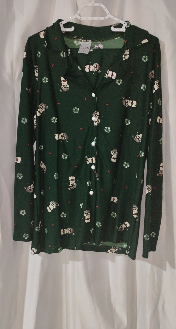 Yeşil Uzun Kollu Midi Kadın Pijama Takımı - Görsel 2