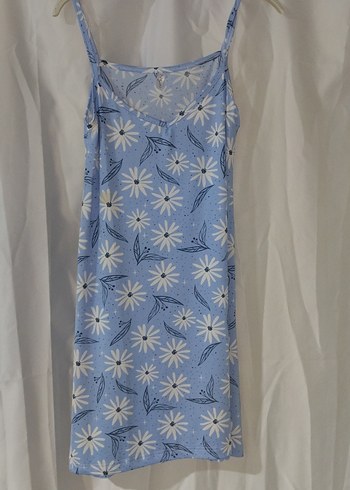 Mavi Çiçekli ev elbise - Görsel 3