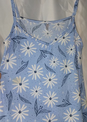 Mavi Çiçekli ev elbise - Görsel 2