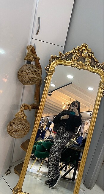 m Beden Leopar desenli pantolon