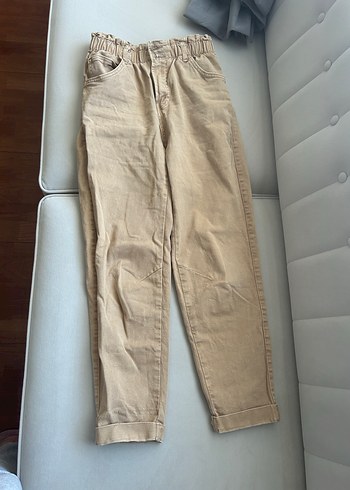 Bershka Bershka Bej Keten Bol Pantolon