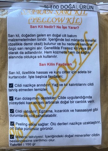 Doğal Kil Maskesi Sarı Kil Yellıw Clay - Görsel 3