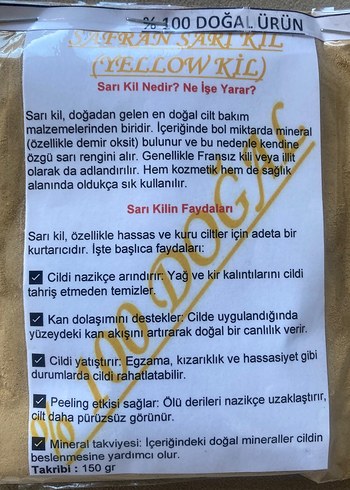 Doğal Kil Maskesi Sarı Kil Yellıw Clay - Görsel 4