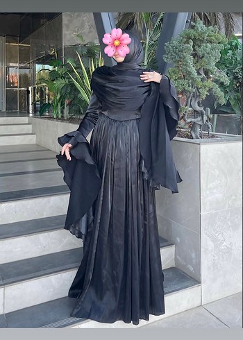Abiye Siyah Drapeli Uzun Gotik Elbise