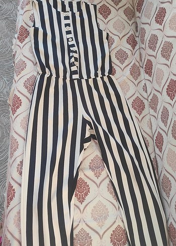 Düğmeli Çizgili  Tulum - Görsel 4