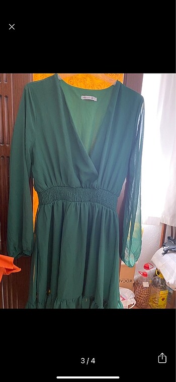 xl Beden Yeşil kısa elbise