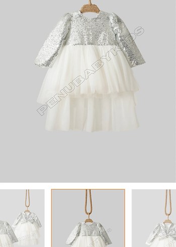 Beyaz gümüş bebek abiyesi - Görsel 3