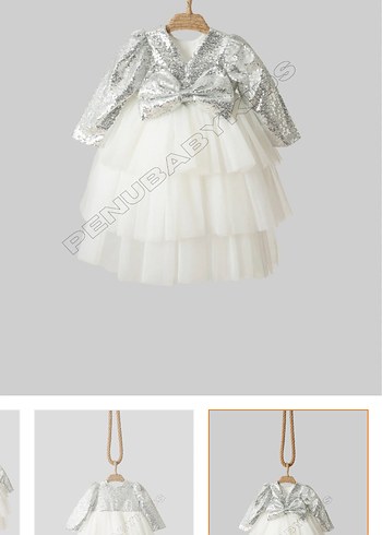 Beyaz gümüş bebek abiyesi - Görsel 2