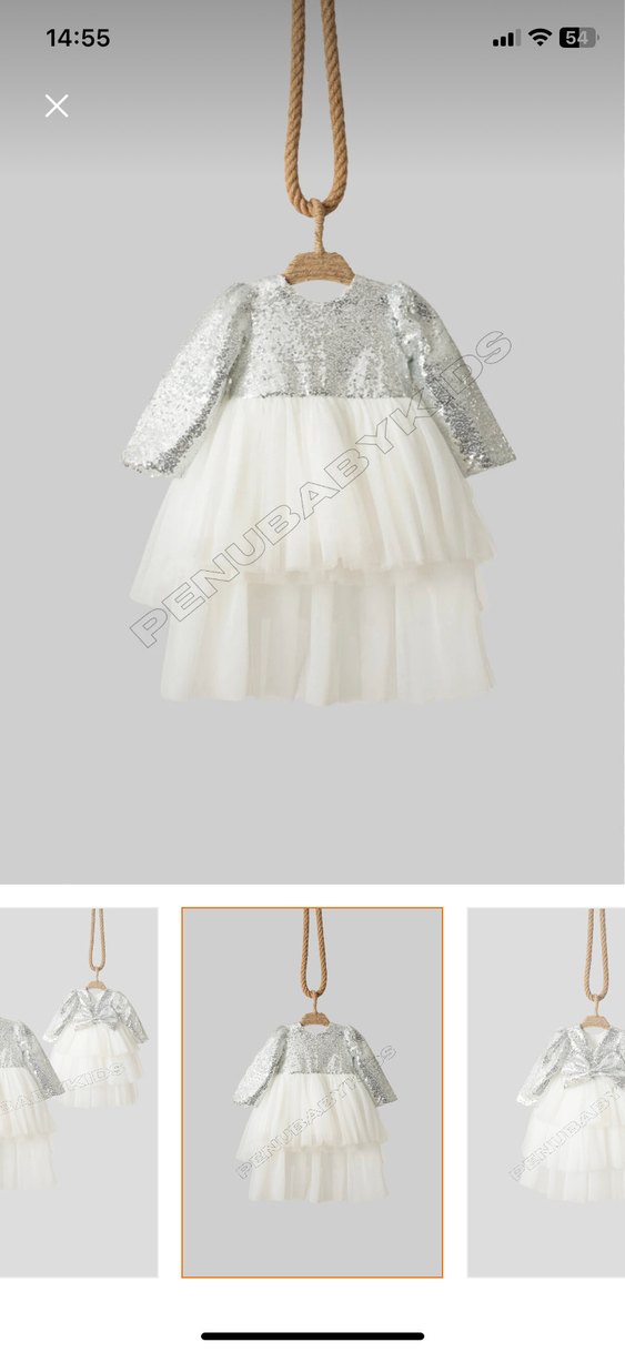Beyaz gümüş bebek abiyesi - Görsel 3
