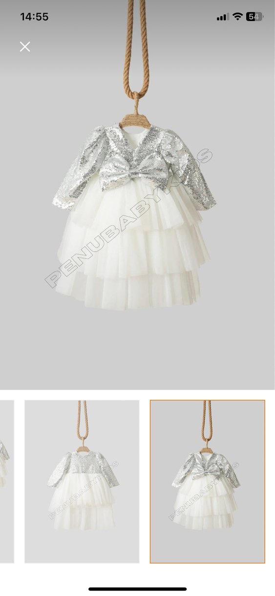 Beyaz gümüş bebek abiyesi - Görsel 2