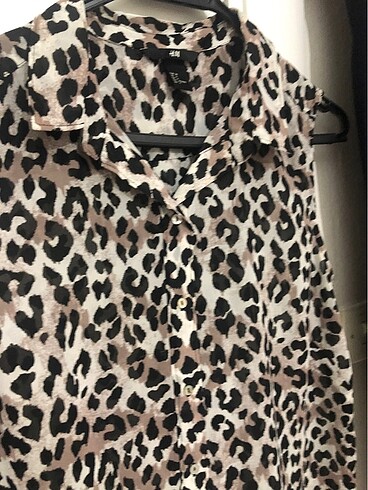 36 Beden çeşitli Renk H&M Leopar Desen, Şifon Kolsuz Yazlık