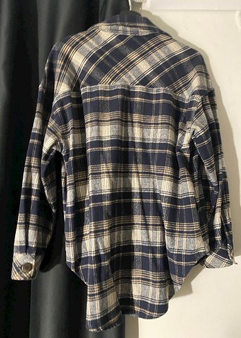 Düğmeli Ekose Gömlek, Salaş Kesim, Uzun Kollu - Görsel 3