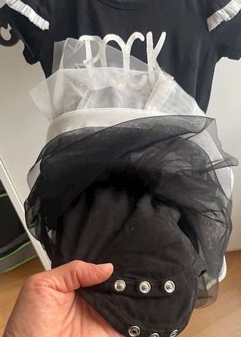24-36 Ay Beden Kız Çocuk Siyah Rock Punk Elbise