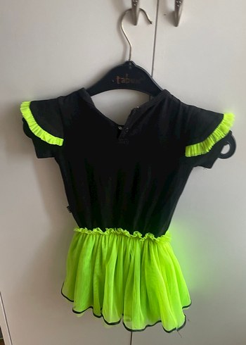 24-36 Ay Beden Kız Çocuk Neon Yeşil Rock Punk Elbise