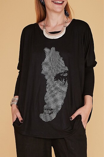 xxl Beden Park moda taş detaylı bluz