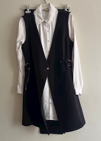 Siyah Kemerli Mini Ofis Elbisesi - Görsel 4